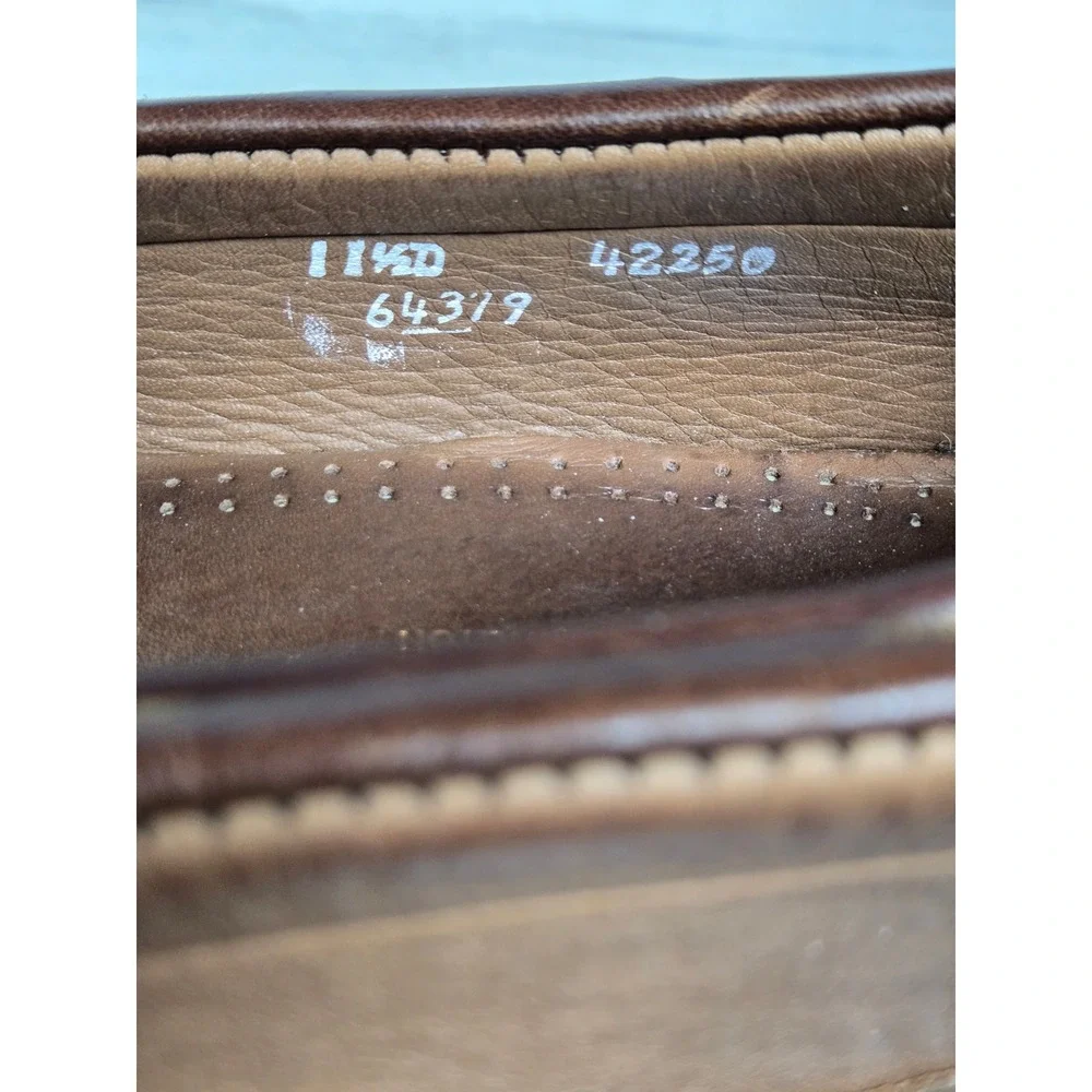 Allen Edmonds Mens 11.5 D Two Tone Brown Black‎ Leather Kiltie Tassel Loafers